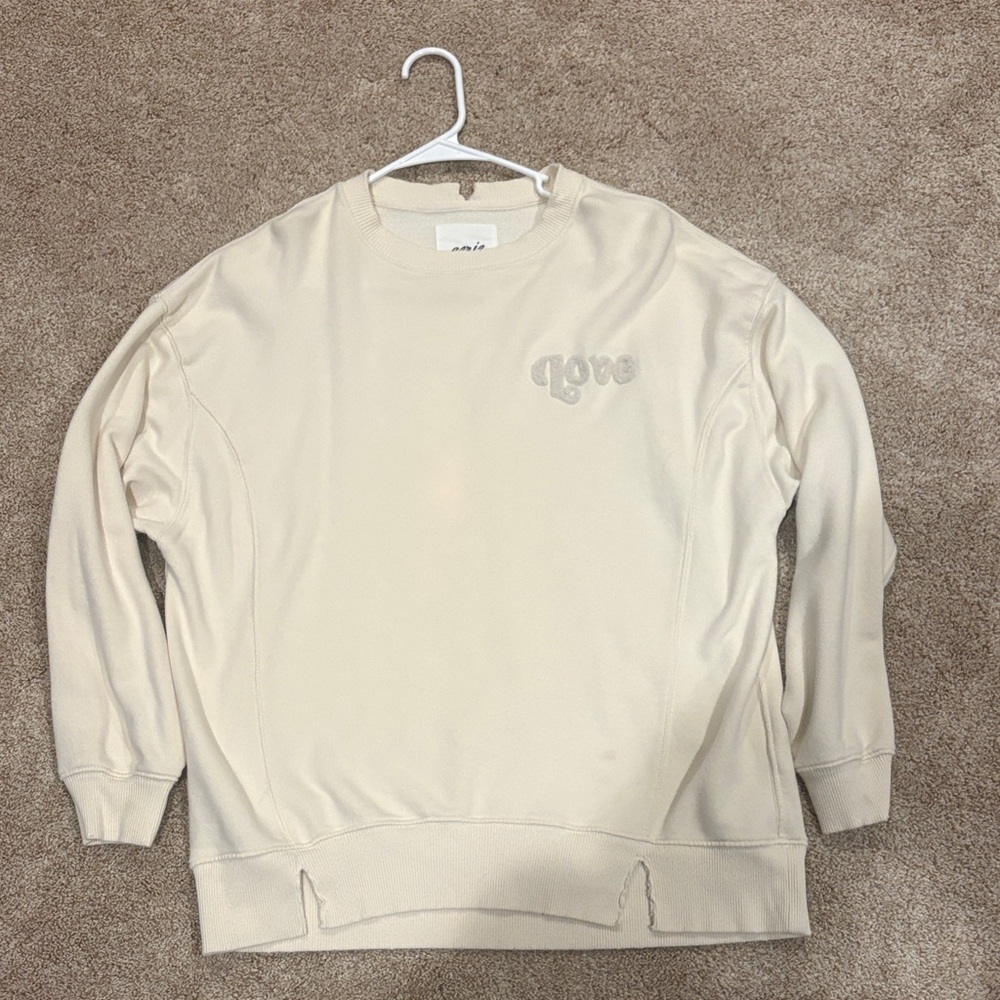 aerie Cream 'Love' Crewneck Sweatshirt